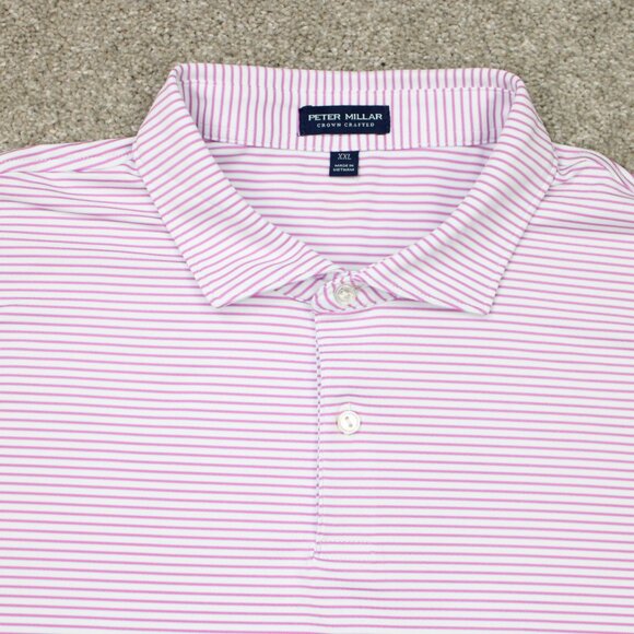 Peter Millar Polo Shirt Mens 2XL XXL Pink Crown Crafted Quick Dry Stretch S/S - Picture 6 of 14